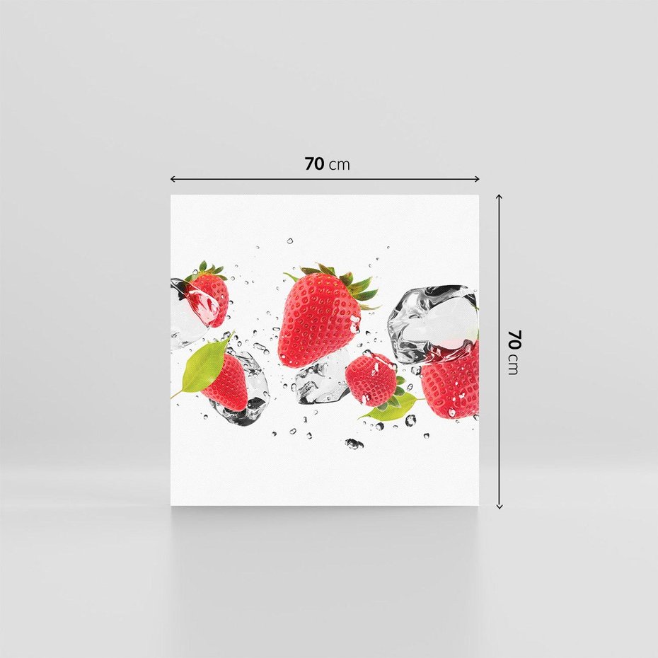 Obraz na płótnie 70x70 - Rajskie truskawki z wodą - truskawki, woda