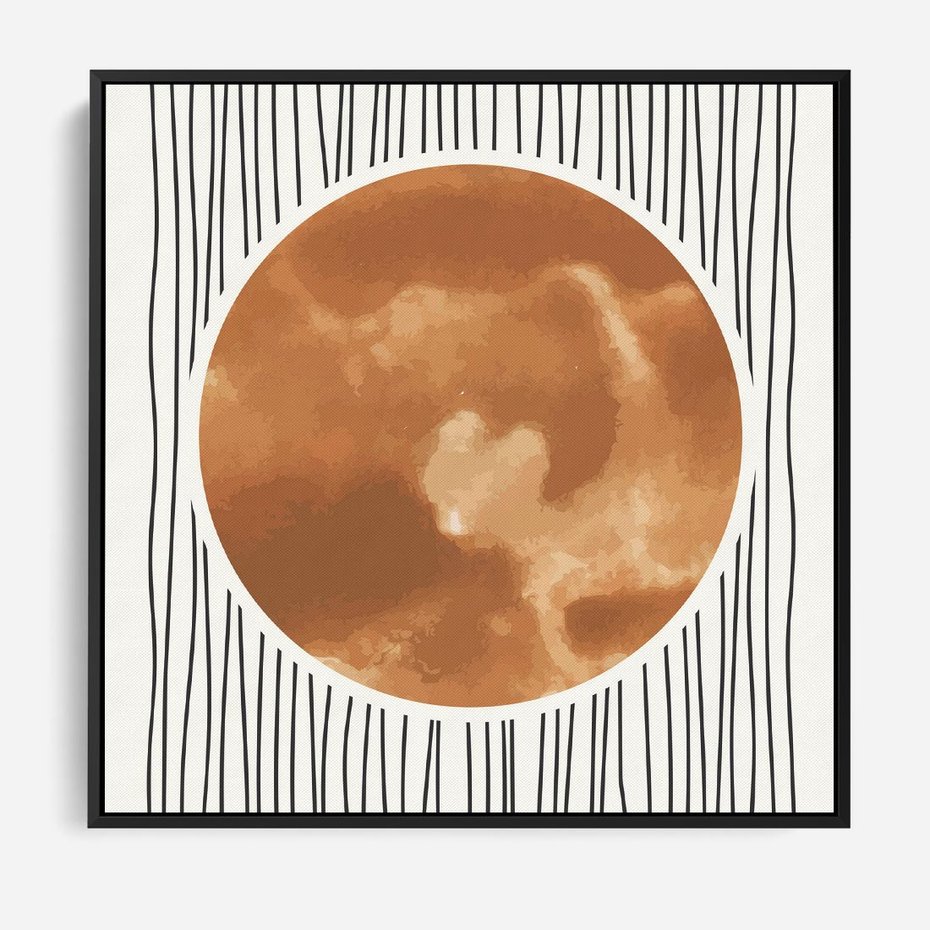 Obraz w ramie 50x50 - Eteryczne Krągłe Echa - boho obraz, geometria - rama czarna