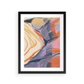 Plakat w ramie 30x40 - Pokreślony Świat - abstrakcyjne formy, odcienie pomarańczu i fioletu - rama czarna