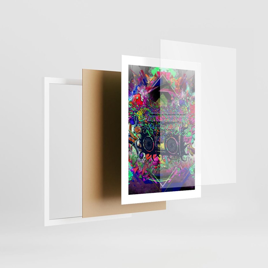 Plakat w ramie 30x40 - Harmonia Muzyki - grafika, muzyka - rama biała