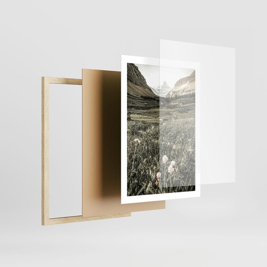 Plakat w ramie 50x70 - Nostalgiczne Góry - górski krajobraz, łaka w górach - rama drewno