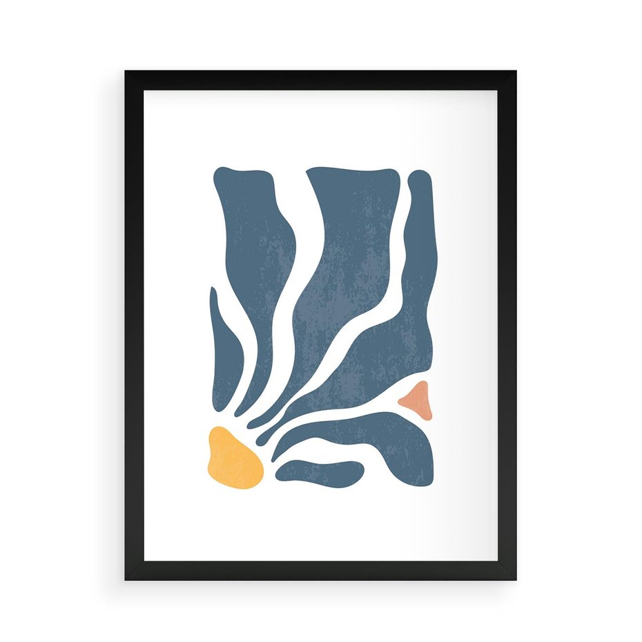 Plakat w ramie 50x70 - Szkice Kwiatowych Promieni - nowoczesna kwiatowa grafika, styl retro - rama czarna