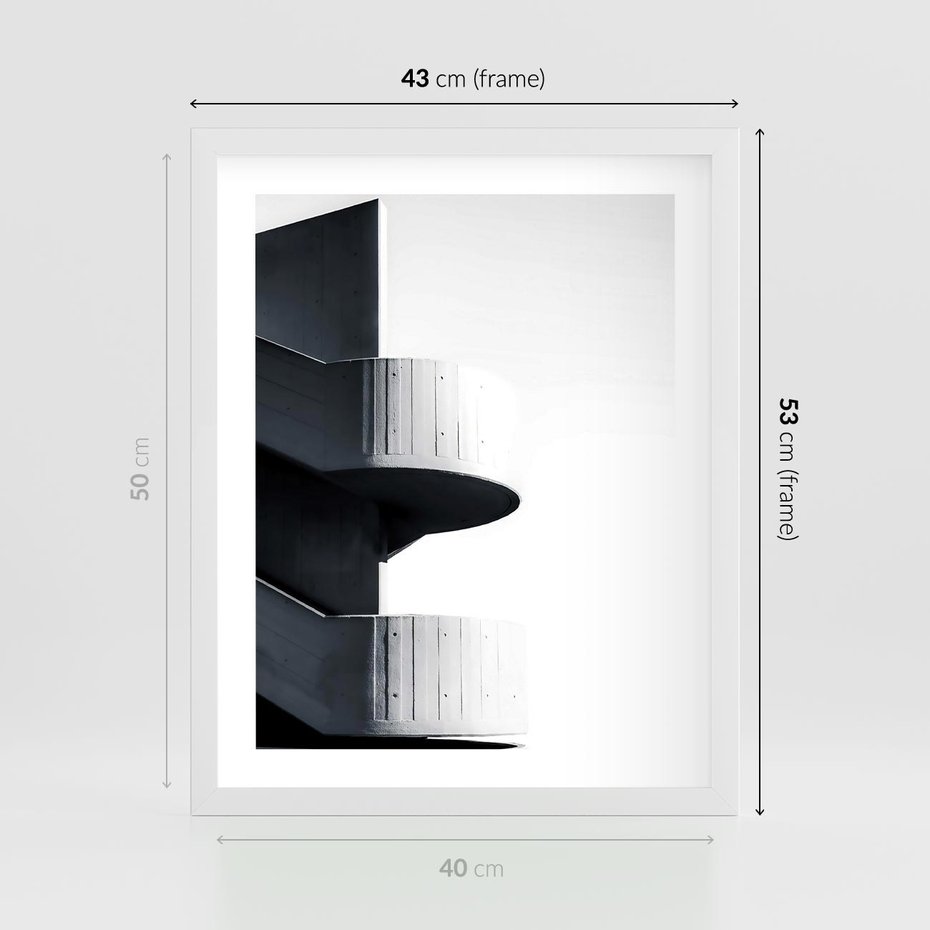 Plakat w ramie 40x50 - Elegancja Współczesności - architektura, nowoczesne formy - rama biała