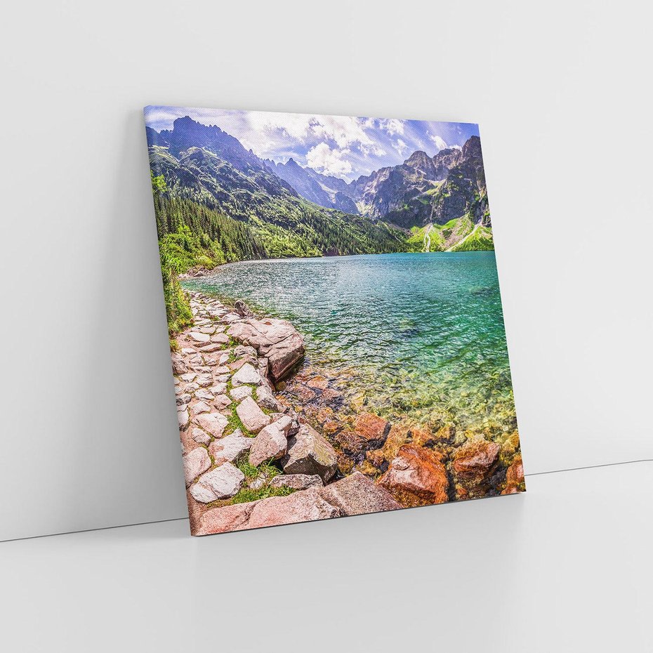 Obraz na płótnie 30x30 - Majestat gór - góry, jezioro