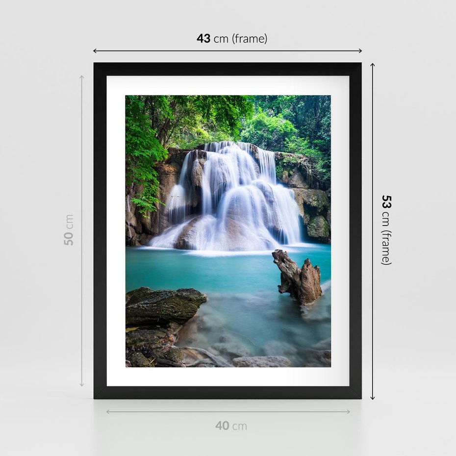 Plakat w ramie 40x50 - Abstrakcyjna nowoczesność - wodospad, woda - rama czarna