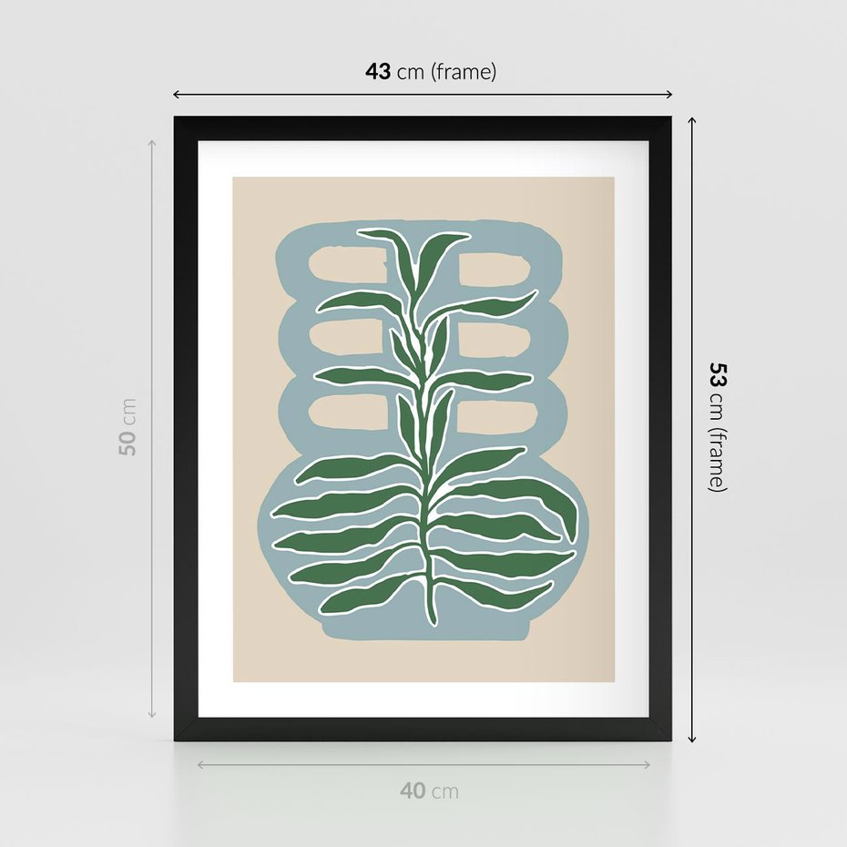 Plakat w ramie 40x50 - Wewnętrzne Spektrum - boho styl, wazon - rama czarna