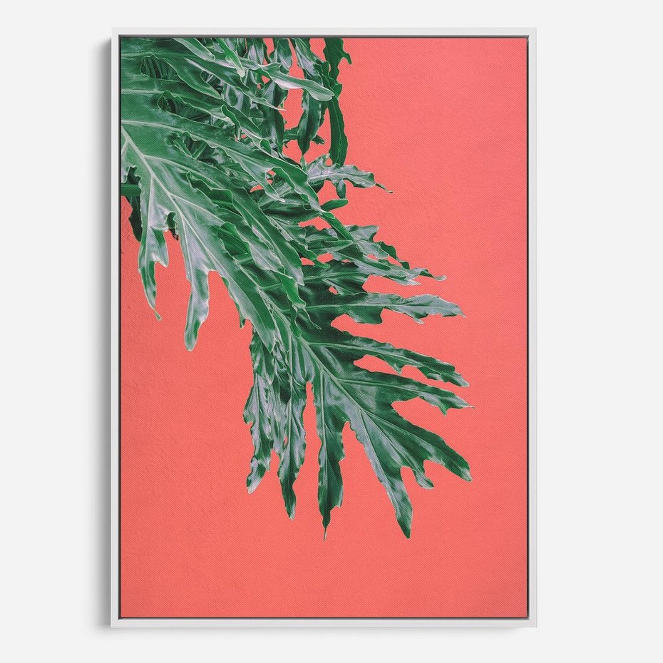 Obraz w ramie 80x120 - Energetyczna Eksplozja Natury - liście, kolor - rama biała