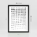 Plakat w ramie 30x40 - Abstrakcyjna Transformacja - abstrakcyjna kompozycja z czarnych kropek, minimalistyczny czarno bialy plakat - rama czarna