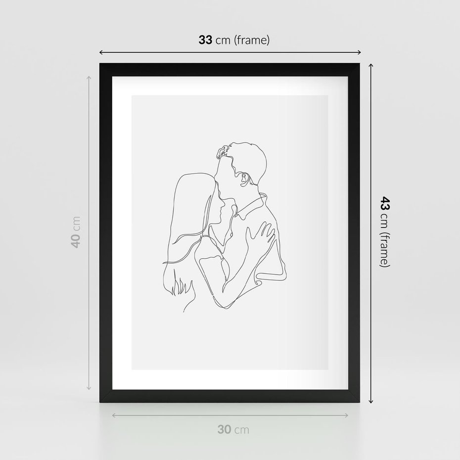 Plakat w ramie 30x40 - Bezgraniczne Przenikanie - para zakochanych, kobieta i mężczyzna - rama czarna