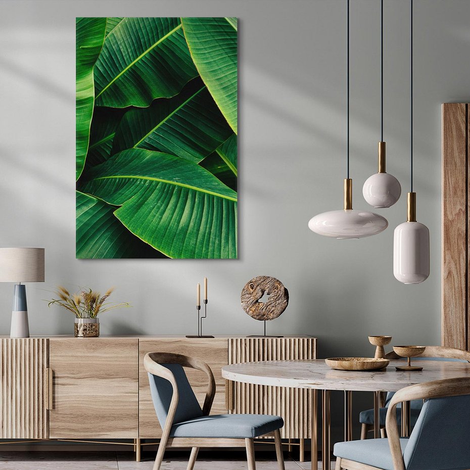 Obraz na płótnie 70x100 - Zaklęta roślinna ekspresja - liście bananowca, gęsto ułożone