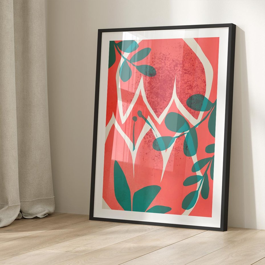 Plakat bez ramy 21x30 - Migotliwe Kształty Plam - nowoczesny plakat, abstrakcyjne kwiaty