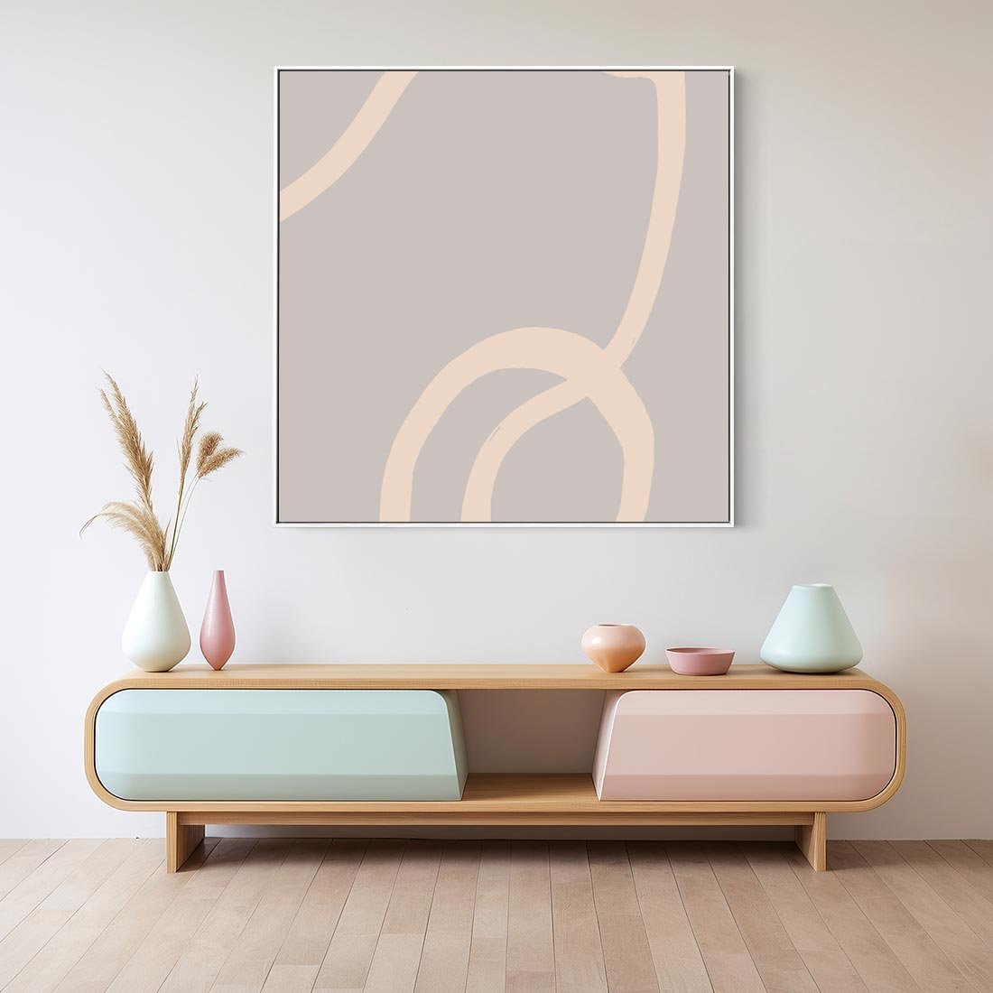 Obraz w ramie 50x50 - Wystylizowana Rewolucja - minimalistyczny obraz, nowoczesny - rama biała