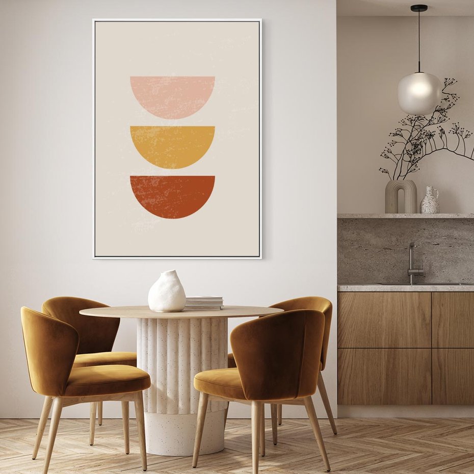 Obraz w ramie 50x70 - Geometryczne Wibracje - boho plakat, geometryczny - rama biała