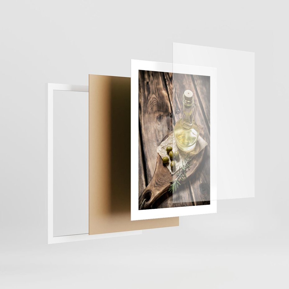 Plakat w ramie 30x40 - Oliwki w restauracji - oliwa, oliwki - rama biała