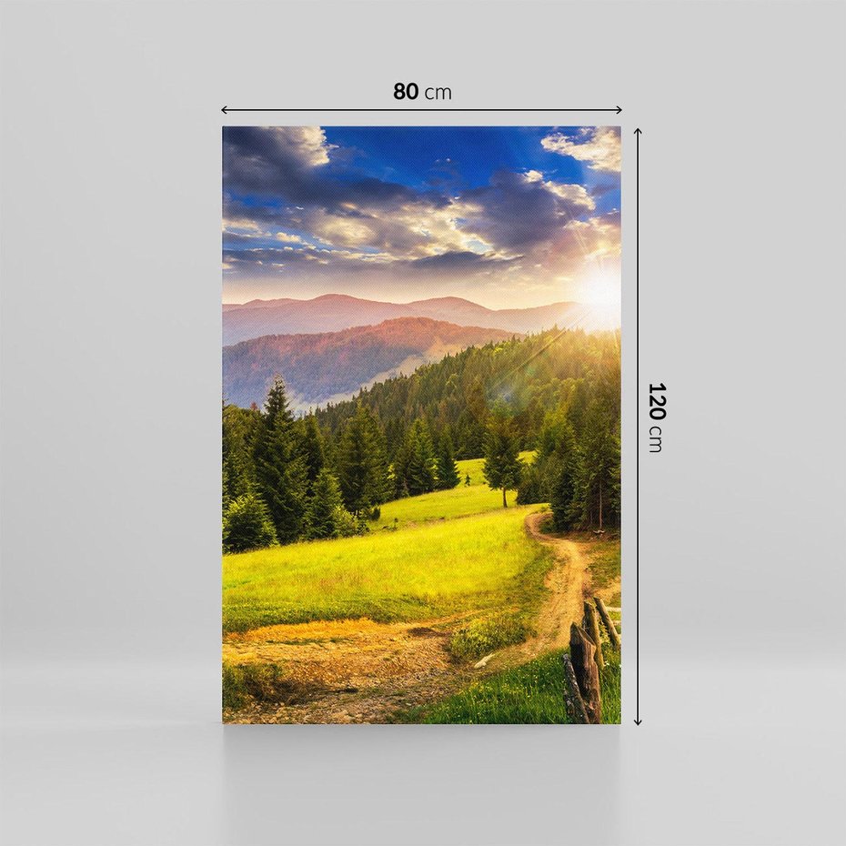 Obraz na płótnie 80x120 - Zachód słońca na łące - zachód, łąka