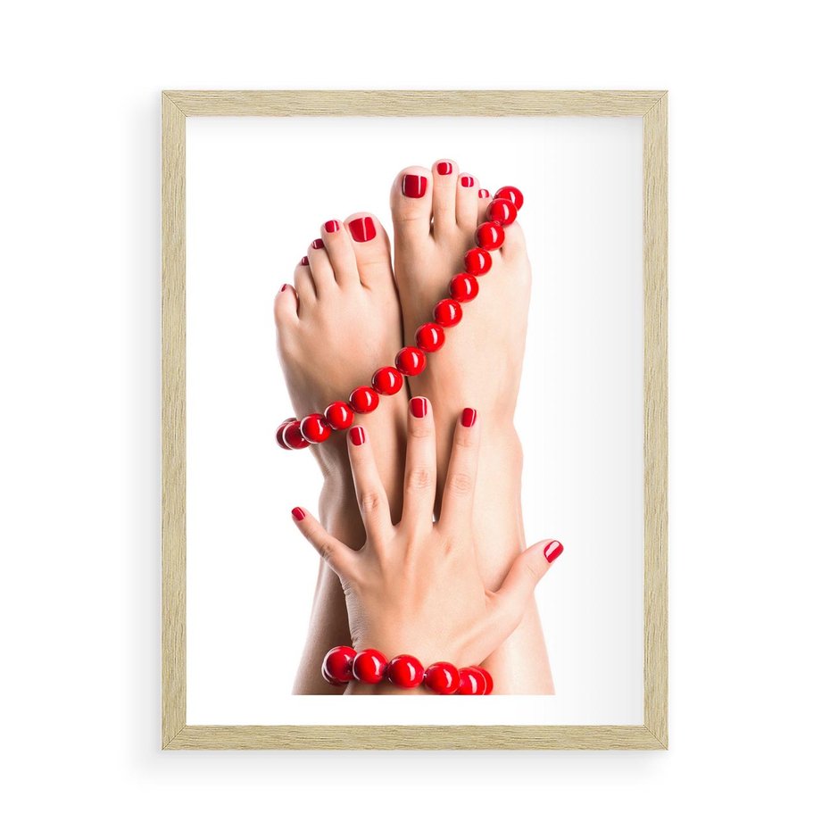 Plakat w ramie 50x70 - Manicure spa: piękno i relaks - manicure, spa - rama drewno