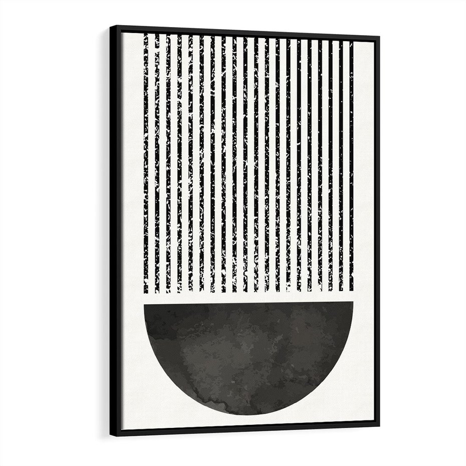 Obraz w ramie 70x100 - Taniec Impulsów - abstrakcyjne czarno białe formy, minimalizm - rama czarna