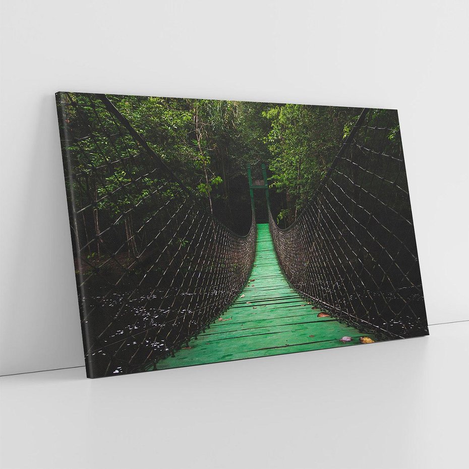 Obraz na płótnie 120x80 - Most linowy w lesie - most, linowy