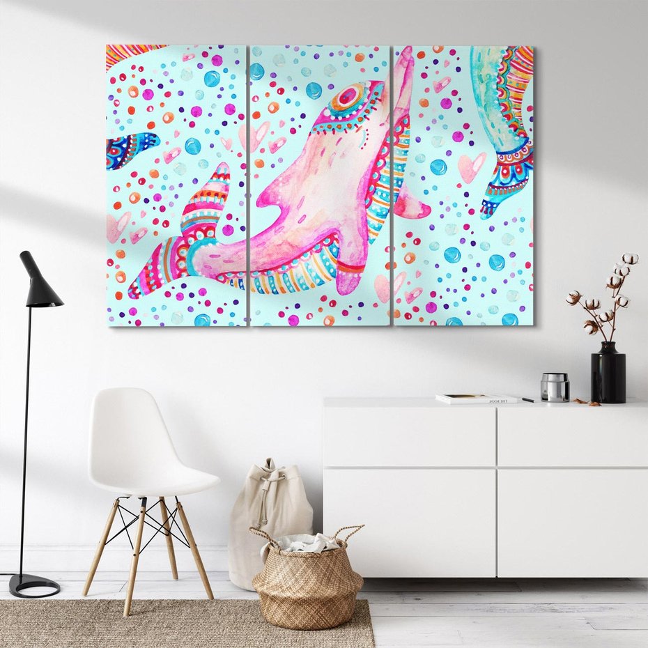 Obraz na płótnie 120x80 - Lekkość W Ruchu - delfin, akwarela