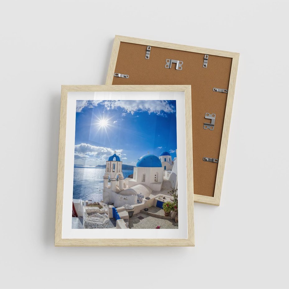 Plakat w ramie 40x50 - Uroki Santorini we Włoszech - Santorini, Włochy - rama drewno