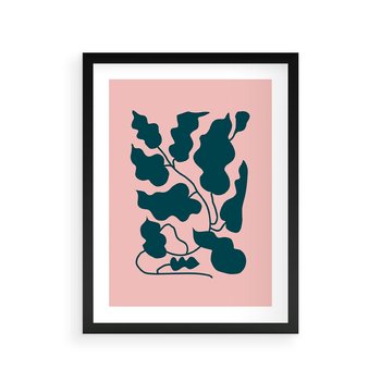 Plakat w ramie 30x40 - Kształty Nieznanego Świata - abstrakcyjne liście, boho styl - rama czarna