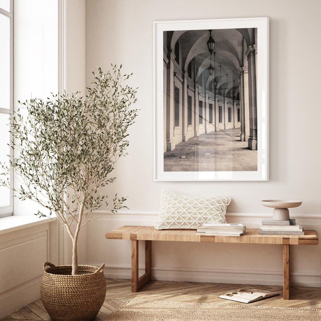 Plakat w ramie 30x40 - Kolumny Elegancji - architektura, kolumny - rama biała