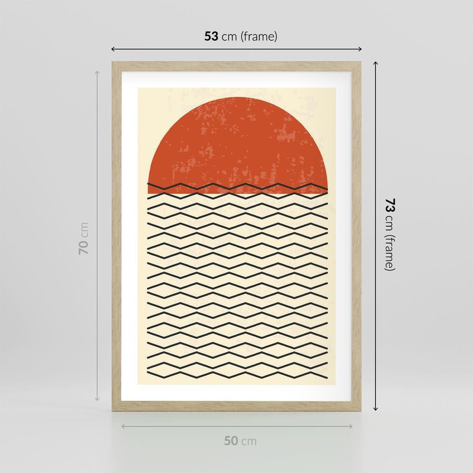 Plakat w ramie 50x70 - Abstrakcyjne Wzory na Plakacie - geometryczna sztuka, nowoczesny plakat - rama drewno