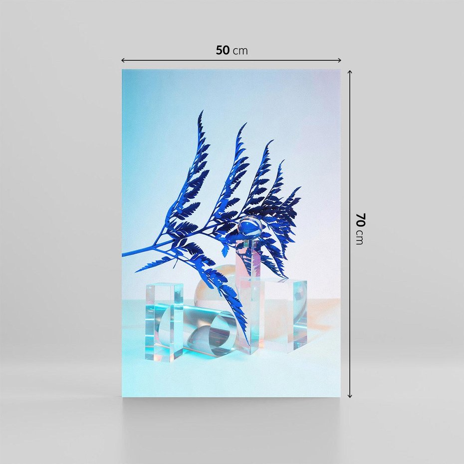 Obraz na płótnie 50x70 - Intensywny Kolor Natury - liście, kobalt