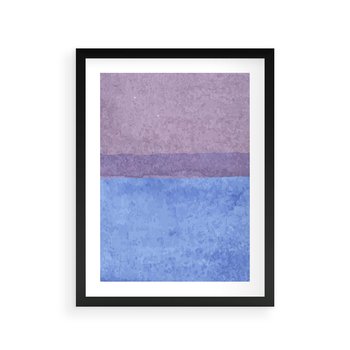 Plakat w ramie 50x70 - Taniec Światła - kolorowe akwarelowe pasy, odcienie fiolet - rama czarna