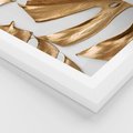 Plakat w ramie 50x70 - Siła Natury - złote, liście - rama biała