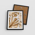 Plakat w ramie 40x50 - Złote Akcenty w Fotografii - złotel liście monstery, na białym tle - rama czarna
