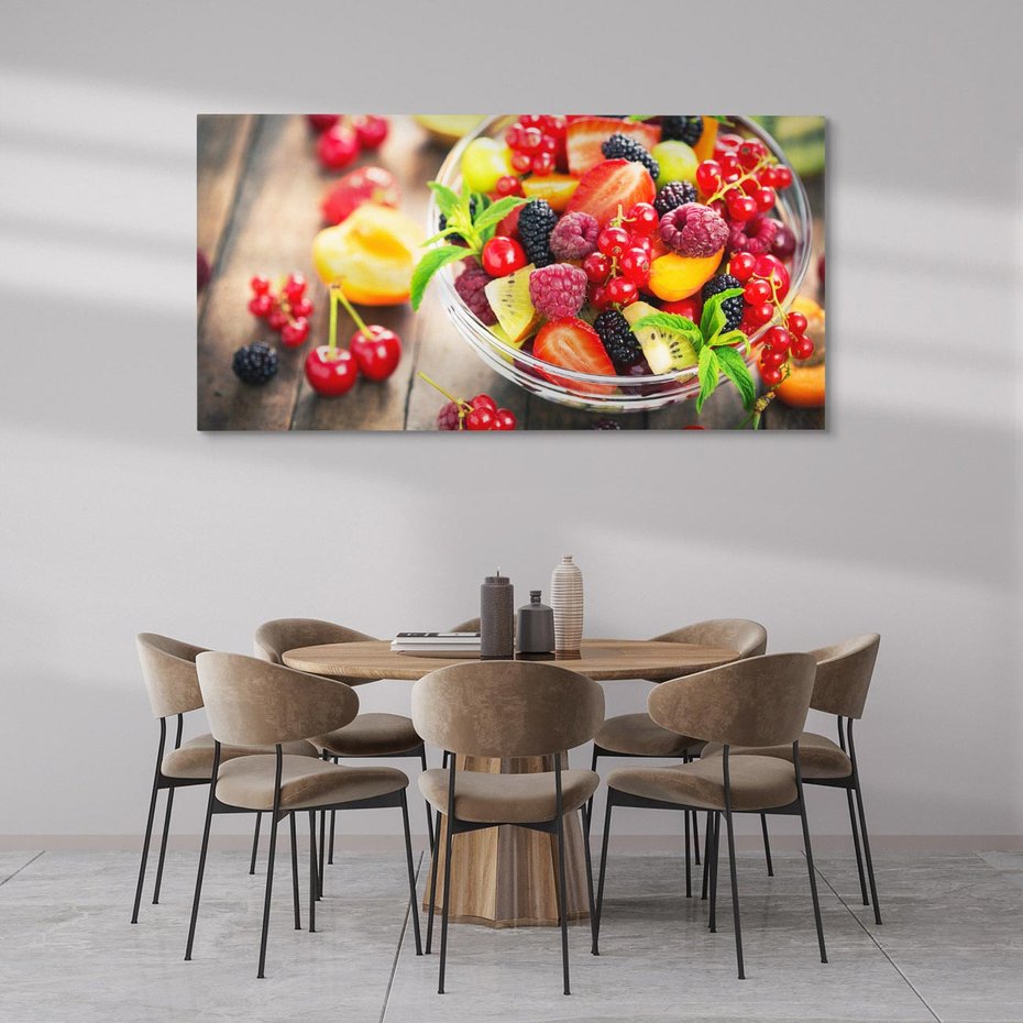 Obraz na płótnie 120x60 - Kulinarne rozkosze - miska, owoce