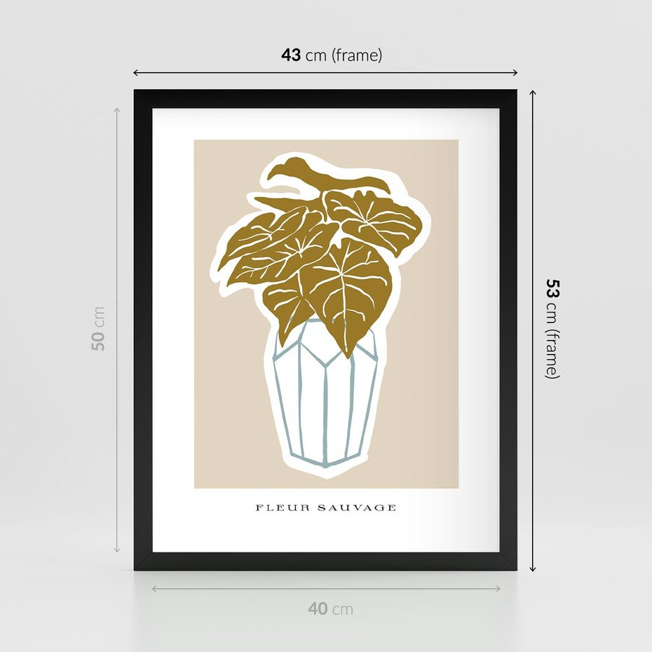Plakat w ramie 40x50 - Rytmy Nowych Wizji - abstrakcyjne liście, tropikalne w wazonie - rama czarna