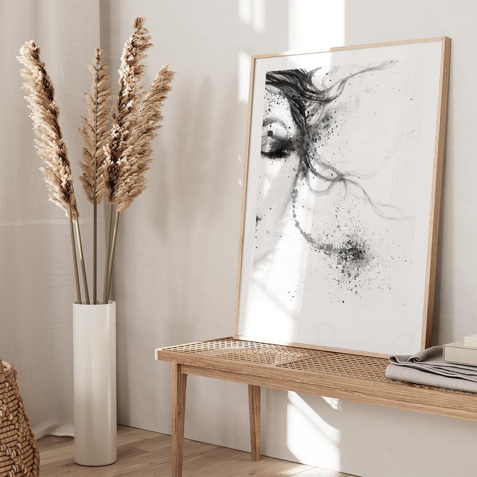 Plakat w ramie 40x50 - Eksplozja Kolorów - akwarela, abstrakcja - rama drewno