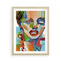 Plakat w ramie 50x70 - Kolorowe Formy - abstrakcyjny portret kobiety, twarz - rama drewno