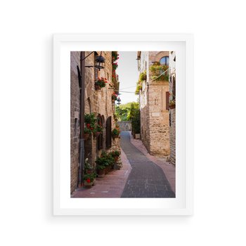 Plakat w ramie 40x50 - Miłość na Romantycznej Uliczce - romantyczna, uliczka - rama biała