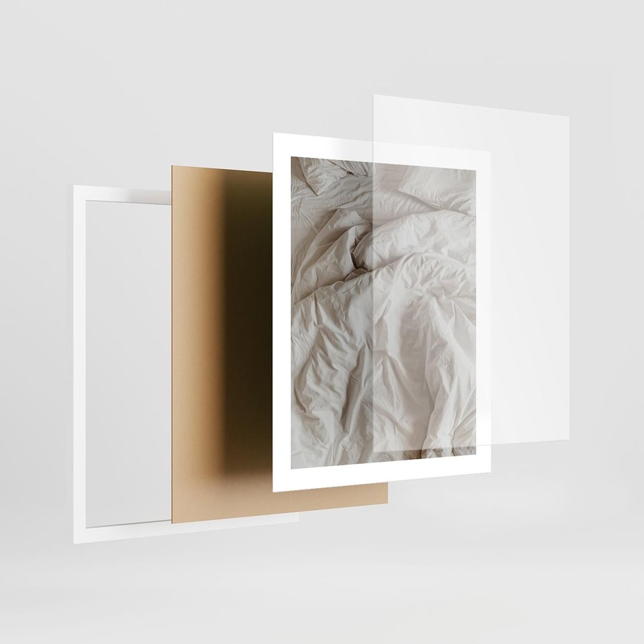 Plakat w ramie 40x50 - Spokojna Noc - biała pościel, zdjęcie do sypialni - rama biała