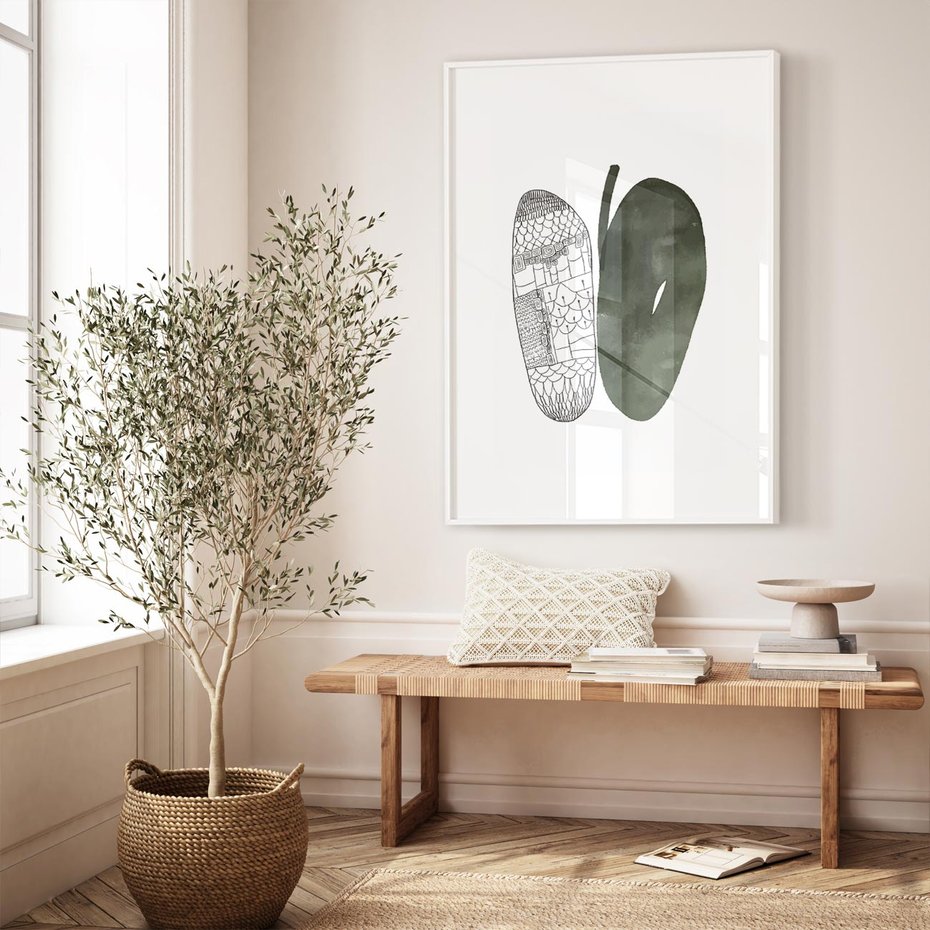 Plakat bez ramy 21x30 - Przesunięte Jabłko - minimalistyczny plakat, jabłko