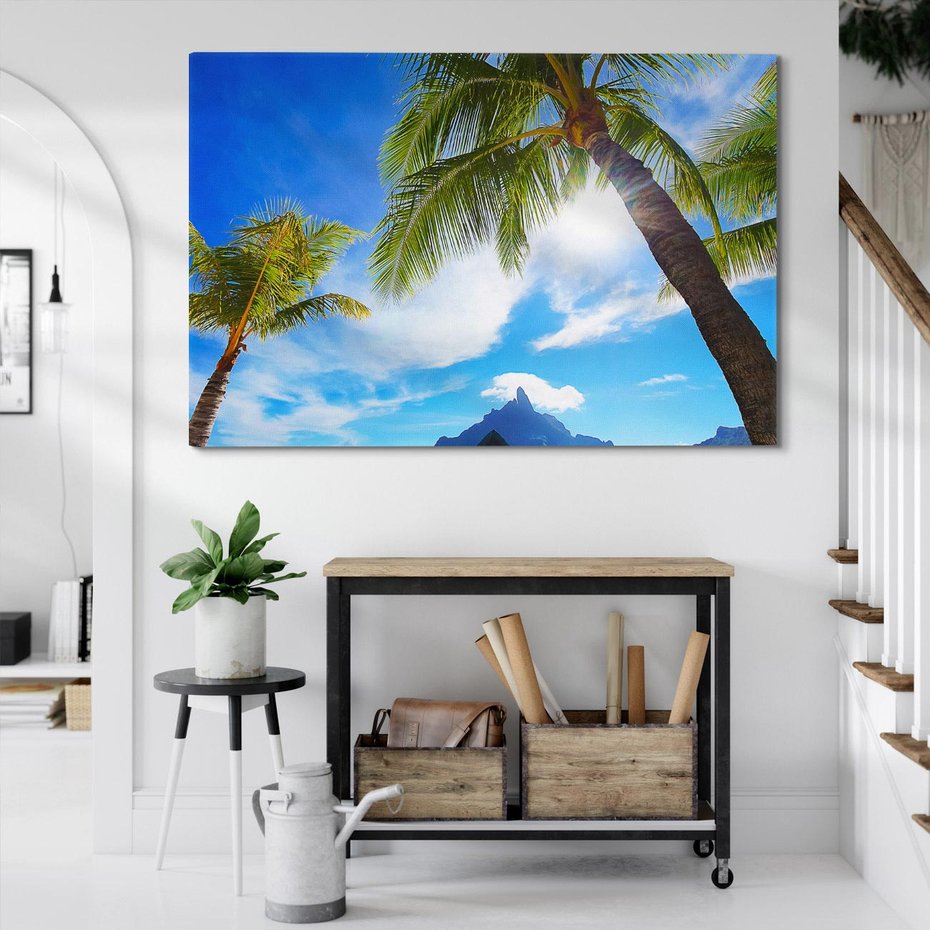 Obraz na płótnie 100x70 - Tropikalne palmy nad oceanem - palmy, ocean