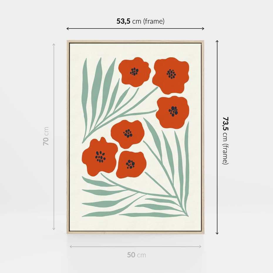 Obraz w ramie 50x70 - Makowe Odkrycie - czerwone kwiaty, maki - rama drewno