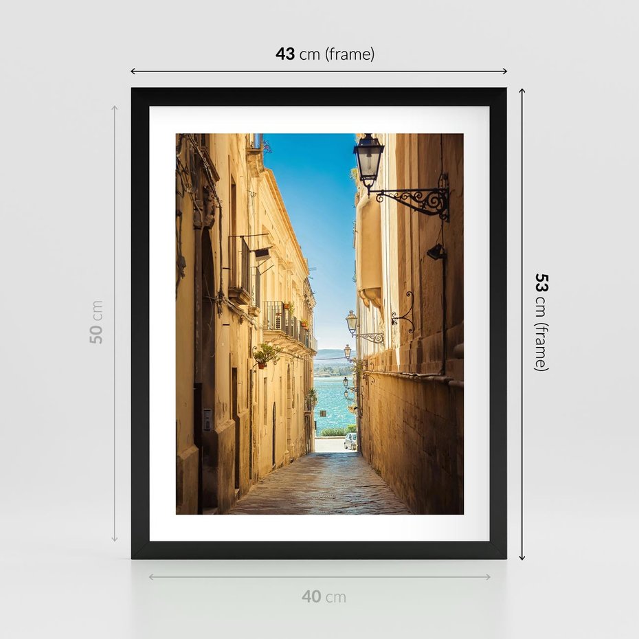 Plakat w ramie 40x50 - Perspektywa magicznej uliczki - uliczka, perspektywa - rama czarna