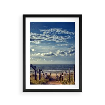 Plakat w ramie 40x50 - Plaża i morze - plaża, morze - rama czarna