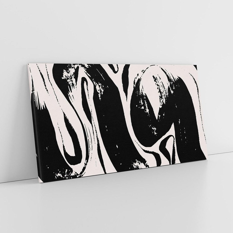 Obraz na płótnie 140x70 - Wibracje w ciemnościach duszy - czarno biała abstrakcja, nieregularne rozmyte linie