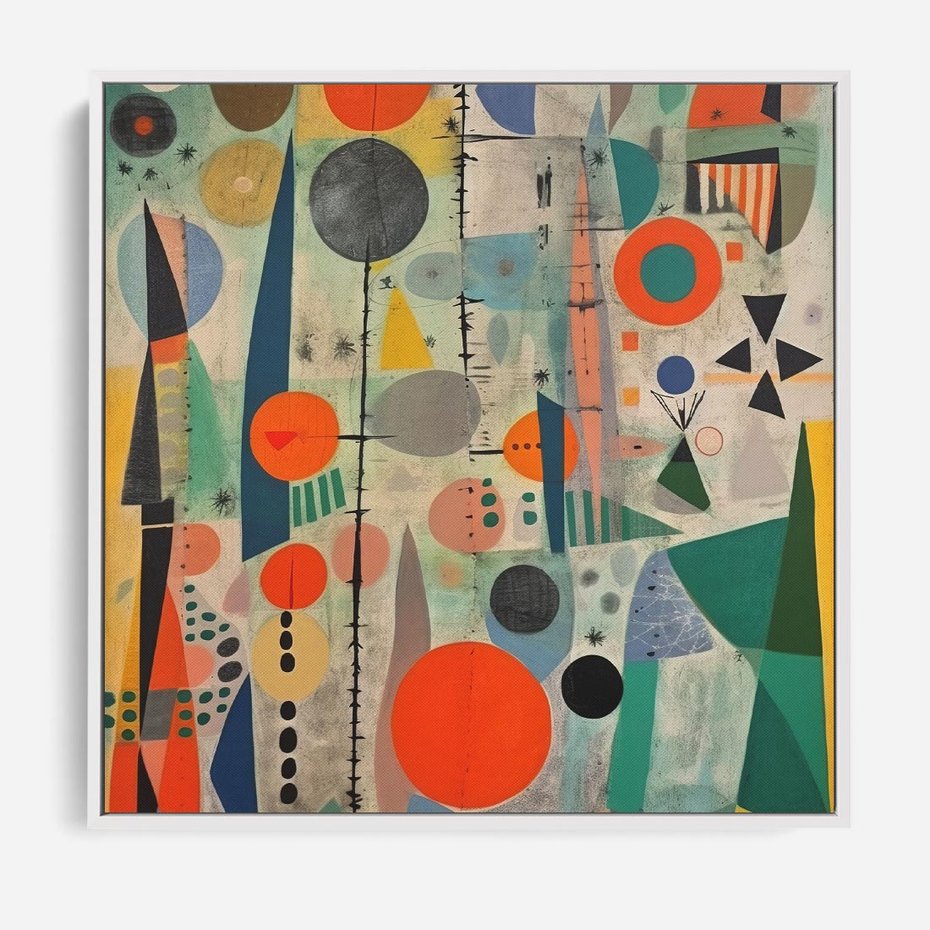 Obraz w ramie 80x80 - Wewnętrzne Zagadki Kształtów - abstrakcyjny obraz, sztuka abstrakcji - rama biała