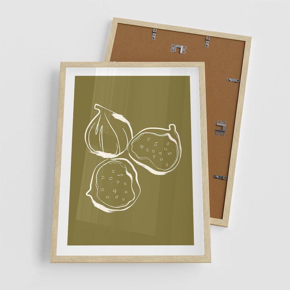 Plakat w ramie 50x70 - Podróżne Barwy - figi, minimalistyczny styl - rama drewno