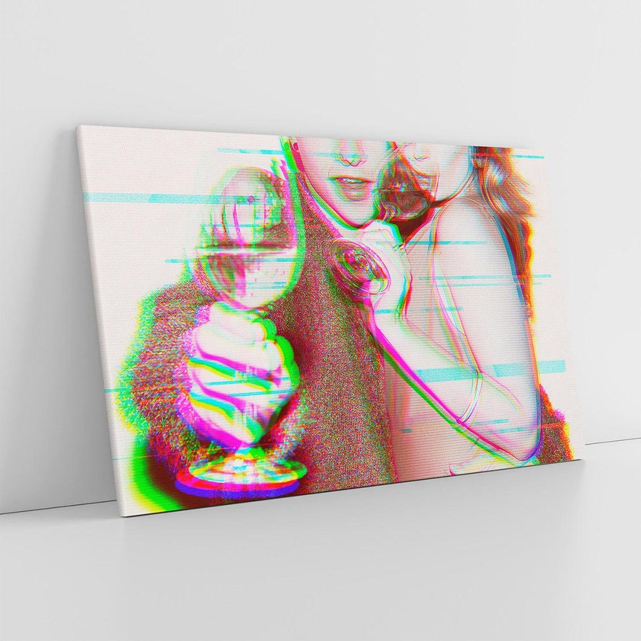 Obraz na płótnie 70x50 - Zakochani na Kliszy - zdjecie, stara prześwietlona klisza