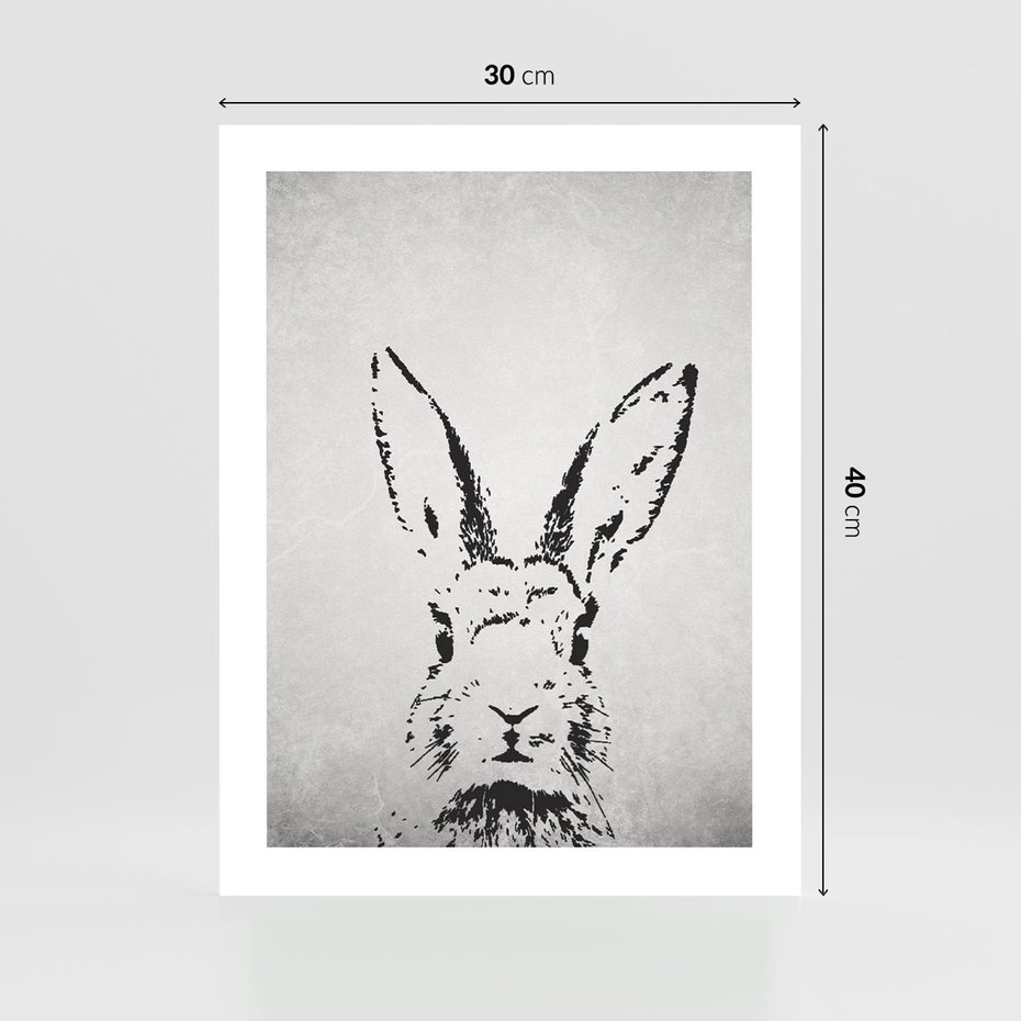 Plakat bez ramy 30x40 - Szkicowany królik w grafice - szkic, królik