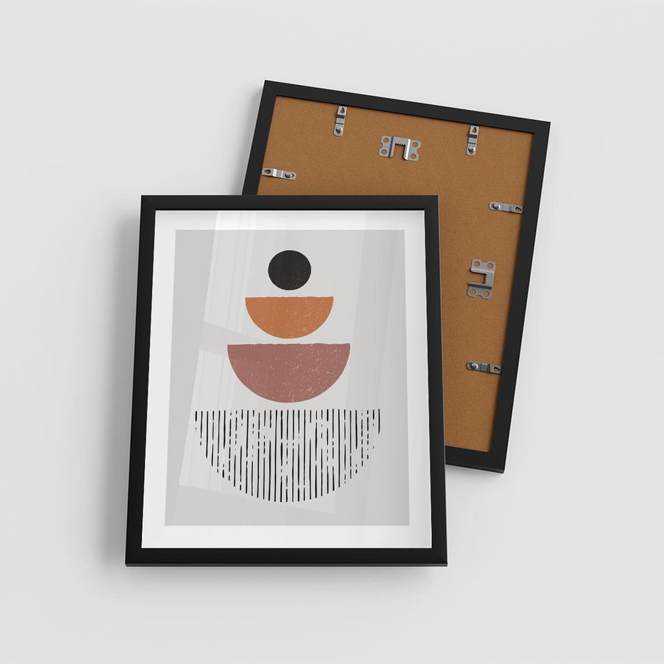 Plakat w ramie 40x50 - Półkola i Boho Akcent - geometria, półkola - rama czarna