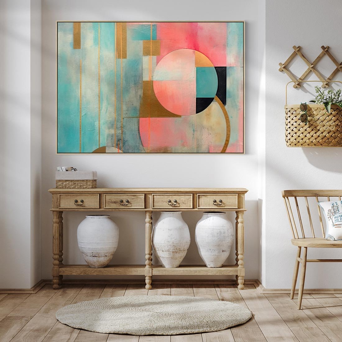 Obraz w ramie 100x70 - Abstrakcyjny Bałagan - abstrakcja, obraz olejny - rama drewno