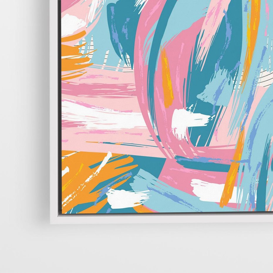 Obraz w ramie 50x50 - Refleksje w krainie abstrakcji - abstrakcja, energiczne pociągnięcia pędzla - rama biała